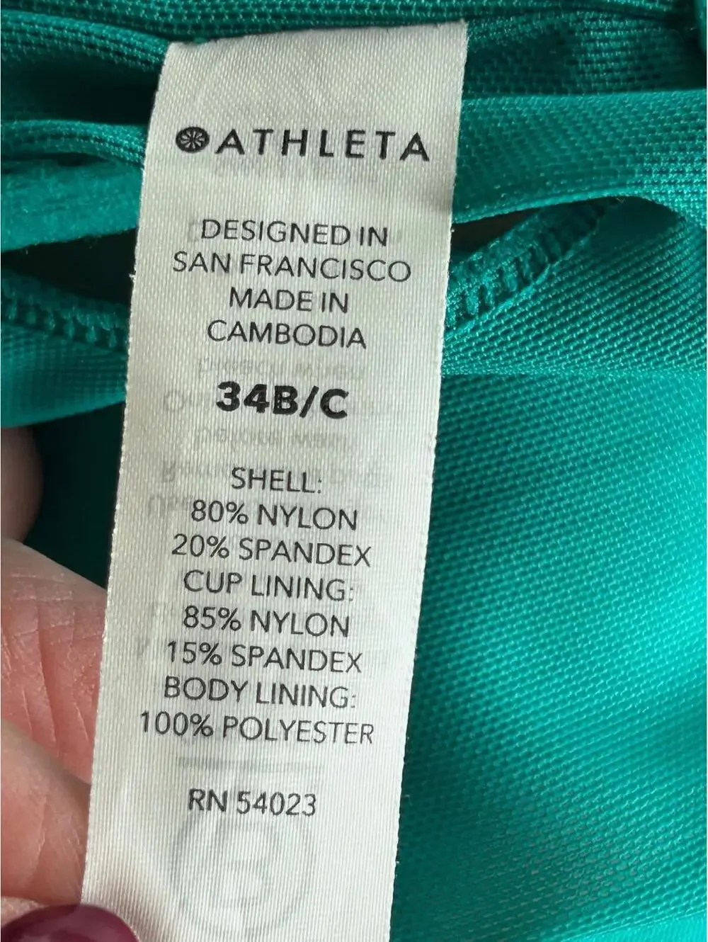 Athleta Tankini Swim Top 34B/C Teal Green Racerback Built In Bra